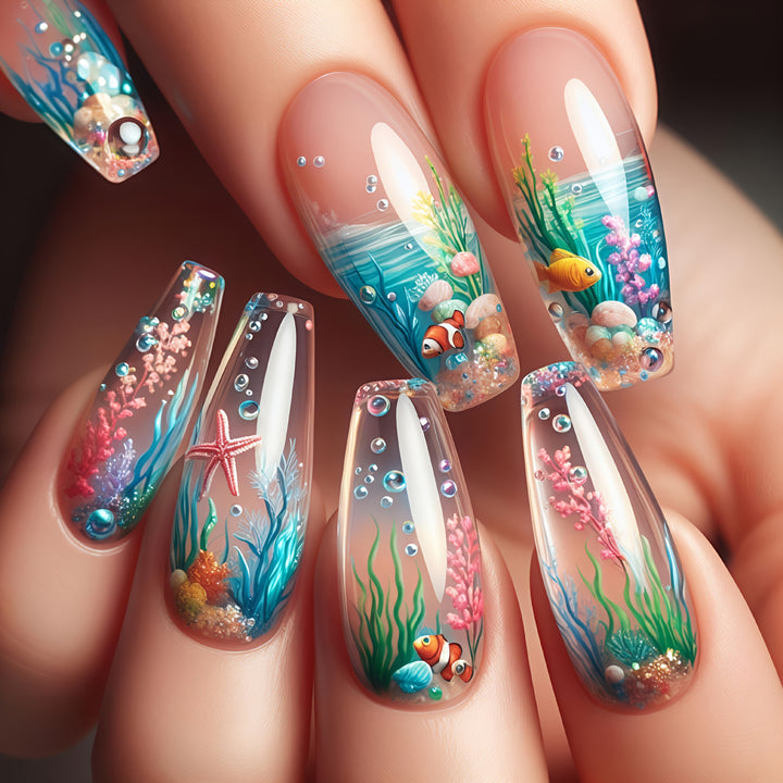 Underwater-Themed Nail Art Kalsten