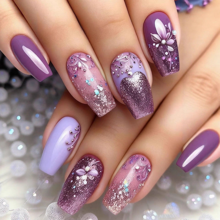 Artificial nails with floral 3D applications Kalsten