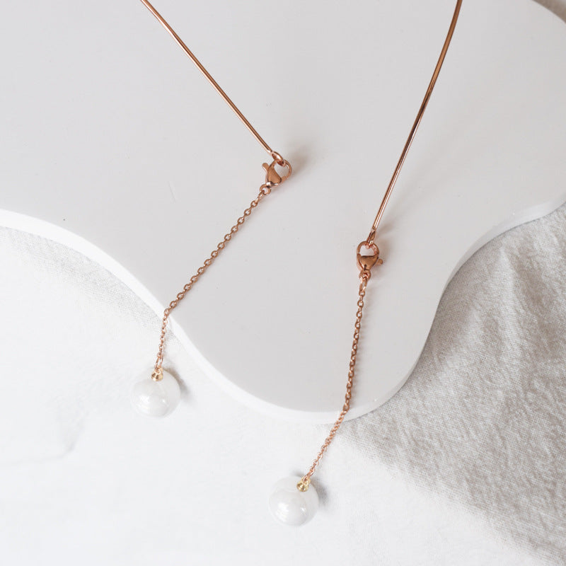 Elegant Long Pendant Pearl Earrings Kalsten