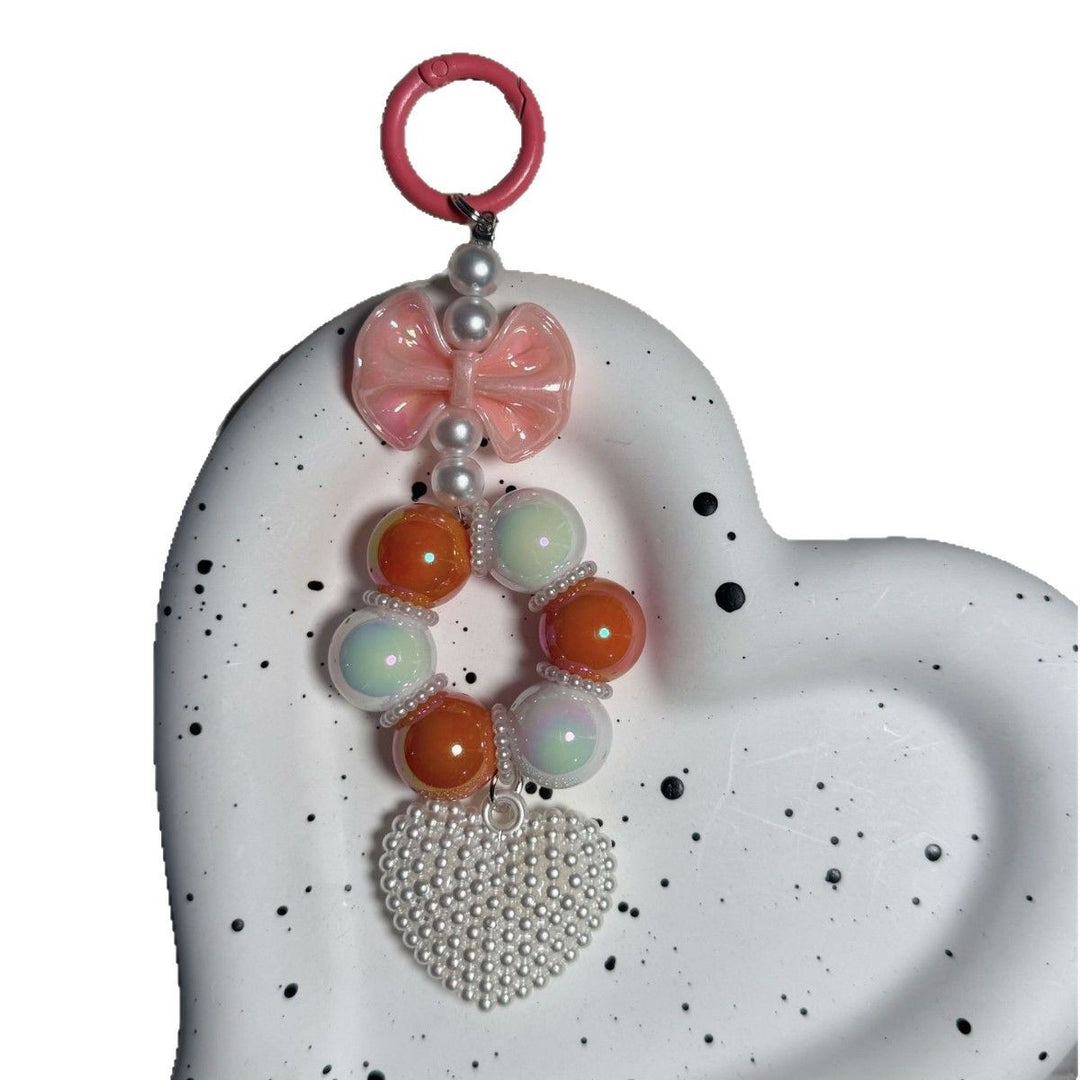 Decorative Bow and Bead Charm Keychain kalsten