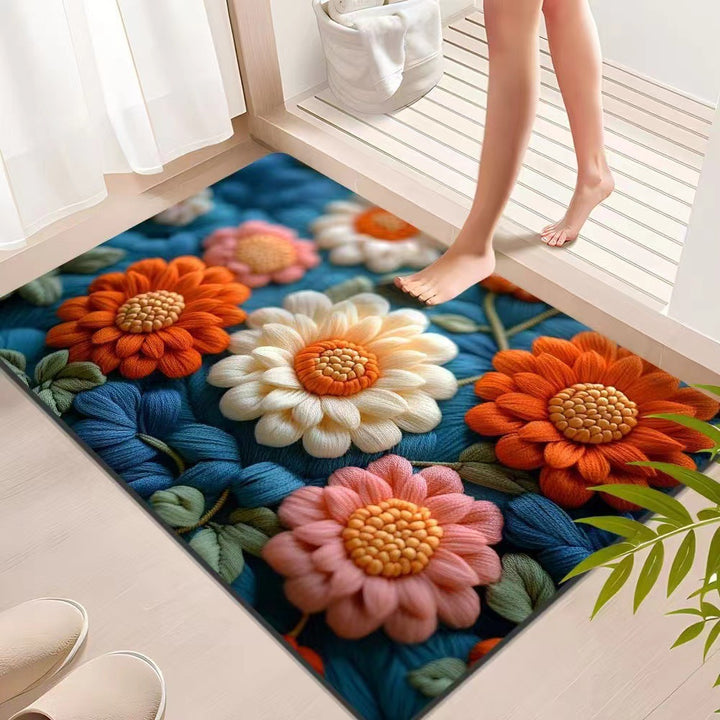 Floral Textured Indoor Mat Kalsten