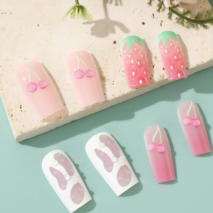 Artificial nails with strawberry and cherry designs Kalsten