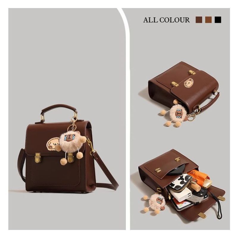 Playful Cartoon-Embroidered Satchel Bag Kalsten