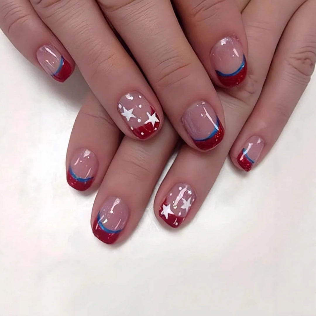 Patriotic Gel Nail Art Extensions Kalsten