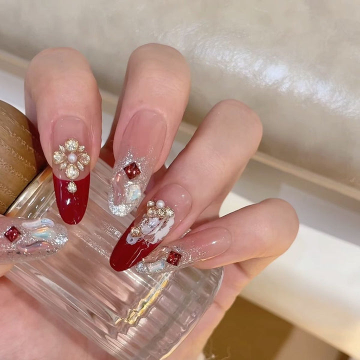 Elegant Nail Art Extensions with Pearl Accents Kalsten