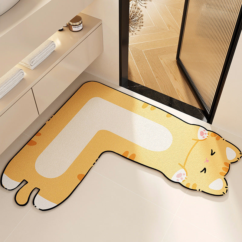 Cartoon-Themed Pet Design Bath Mat