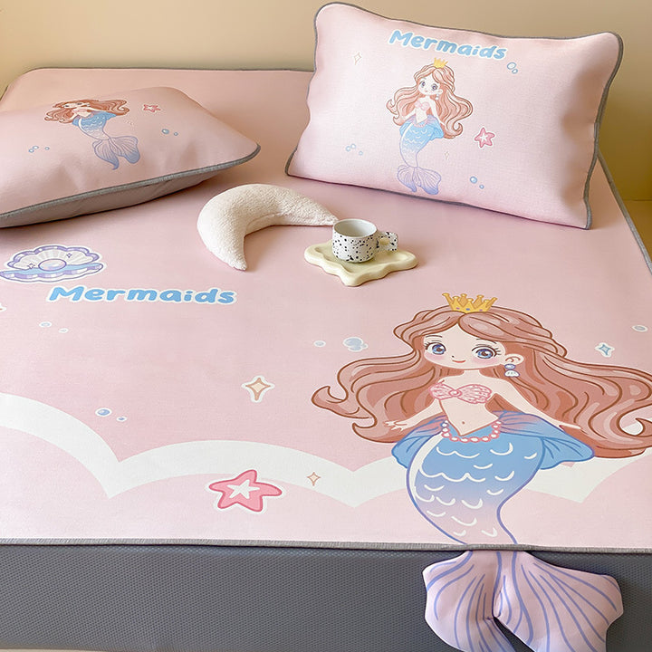 Children's tension cover with anti-slip, cartoon breakfast print, and 3D boot applications