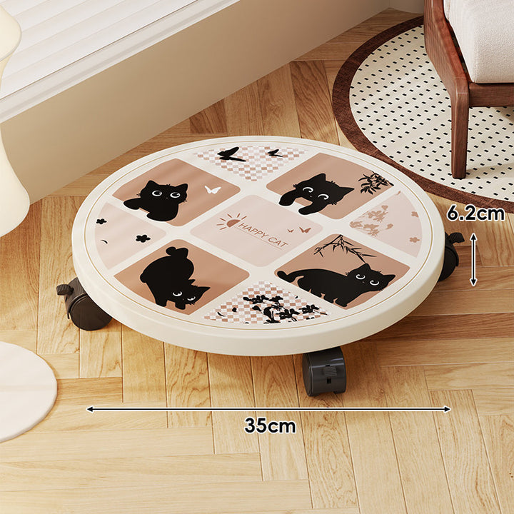 Round Decorative Rolling Plant Dolly with Locking Swivel Casters