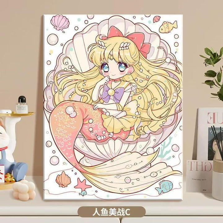 Anime-Inspired Mermaid Illustration Canvas Art Kalsten