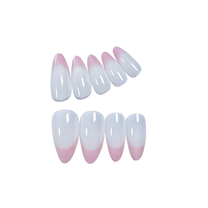 Stylish Almond-Shaped Press-On Nail Set with Chic Pink Tips Kalsten