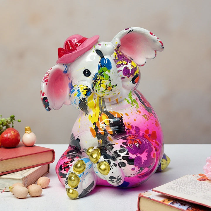 Artistic elephant figure with football motif Kalsten