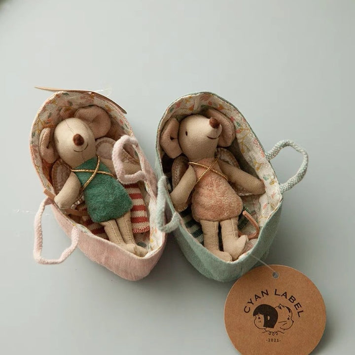 Handcrafted Cotton Mouse Doll with Crochet Floral Dress