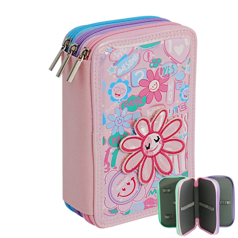Dinosaur-Themed Dual-Zipper Pencil Case kalsten