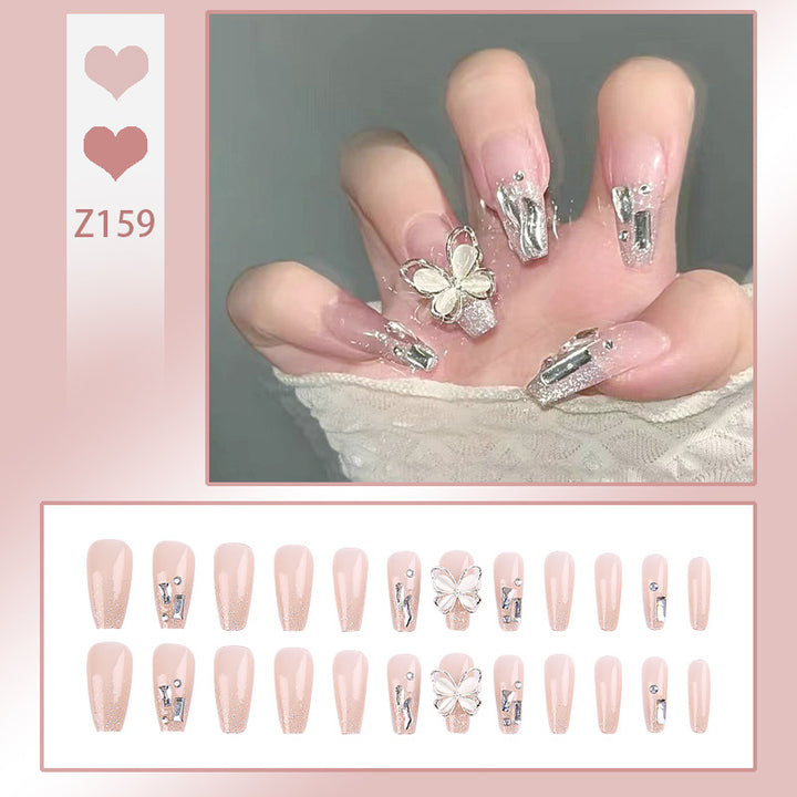 Elegant Rhinestone-Embellished Press-On Nails