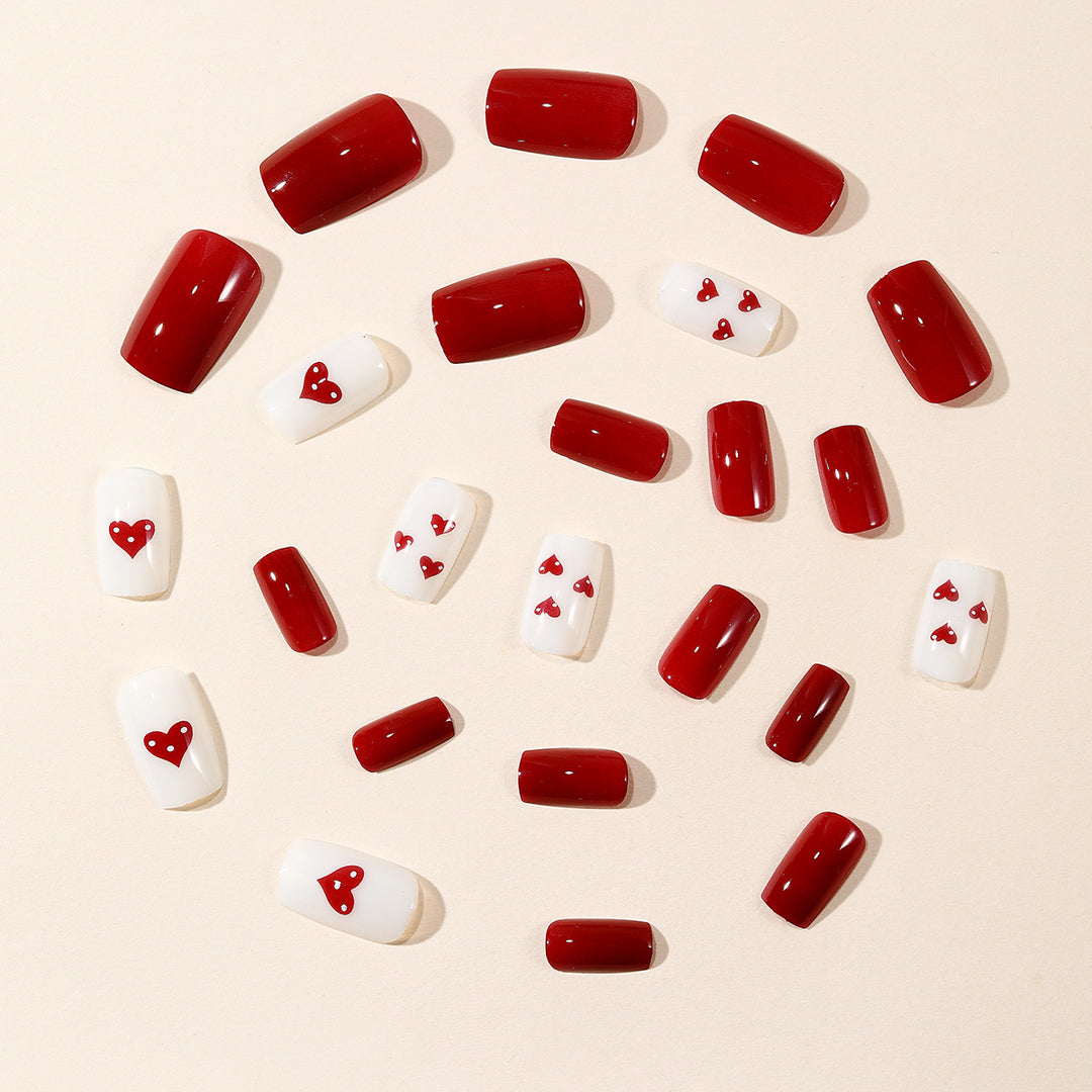 Artistic Heart-Themed Press-On Nail Set Kalsten