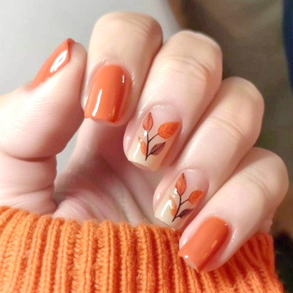 Autumn-Themed Press-On Nail Art Set Kalsten