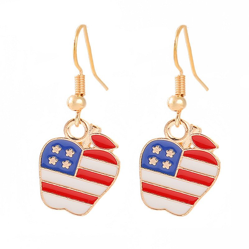 Ladies enamel earrings horseshoe with star stripe motif Kalsten