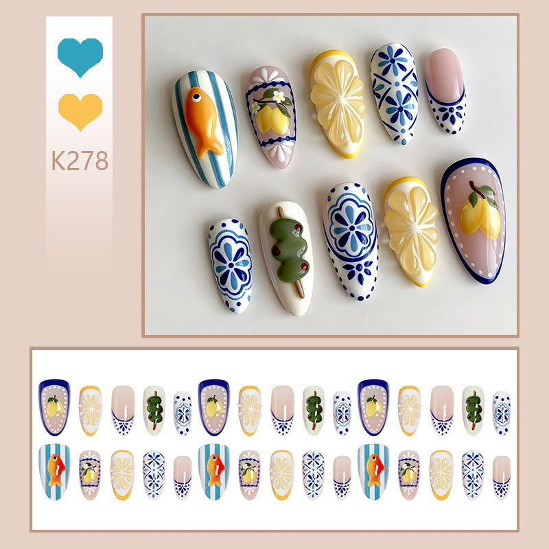 Artful nail tips with hand-drawn designs Kalsten