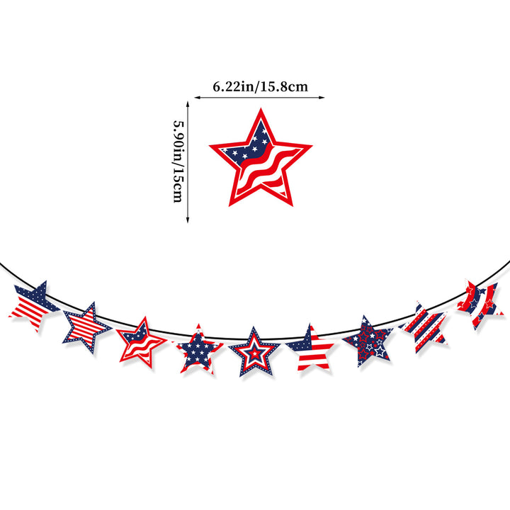 Unisex decorative paper fan garland with wavy semicircle pennants and star pattern Kalsten