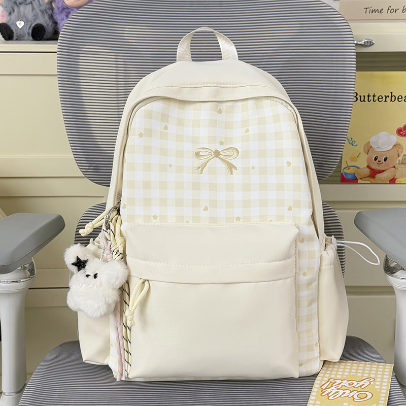 Checked Patterned School Backpack Kalsten