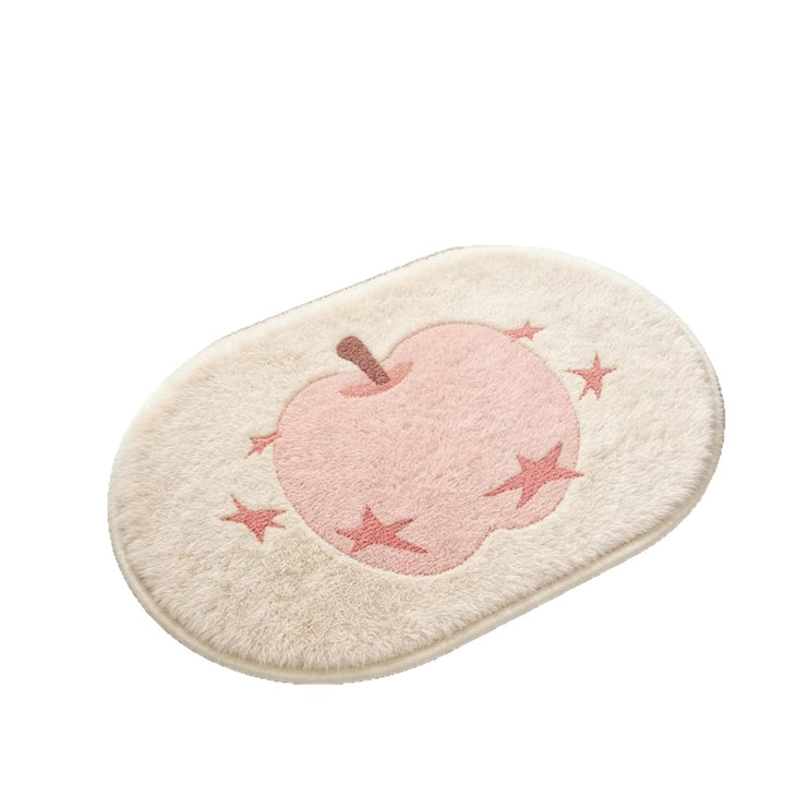 Apple-Themed Plush Bath Mat