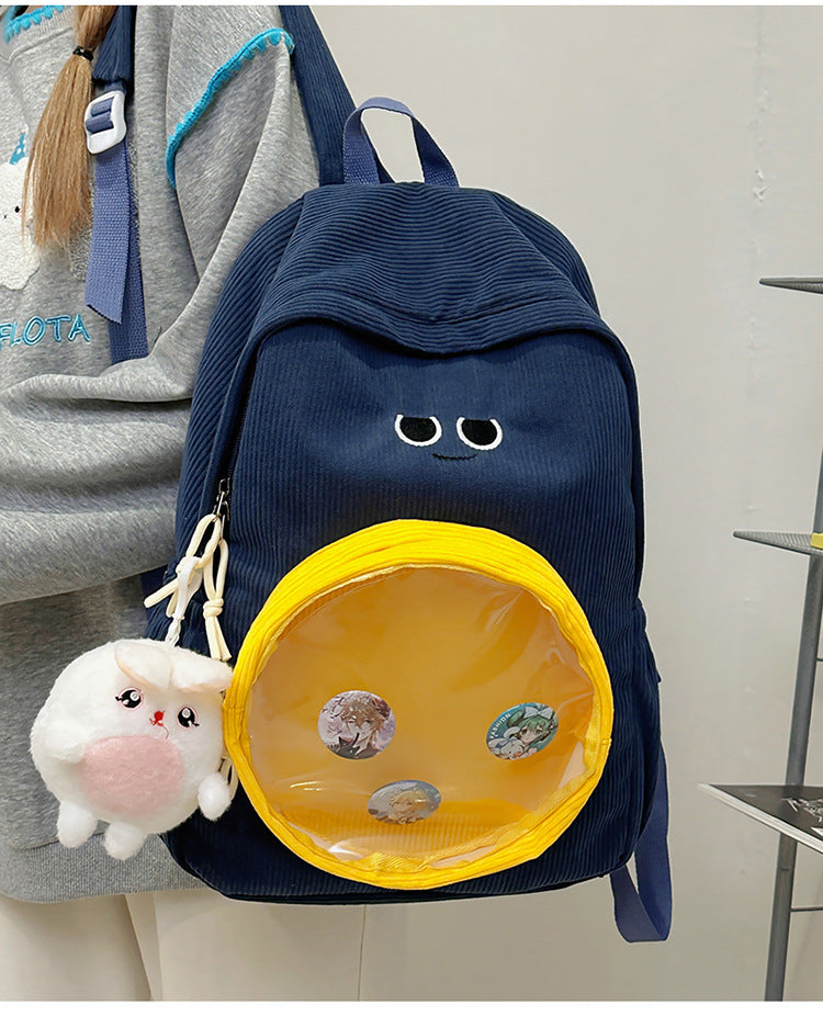 Backpack with Transparent Viewing Window and Animal Pendant Kalsten