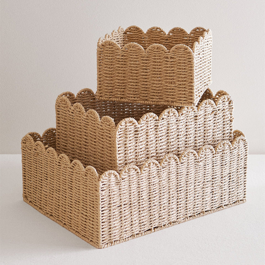 Scalloped Woven Storage Basket Kalsten