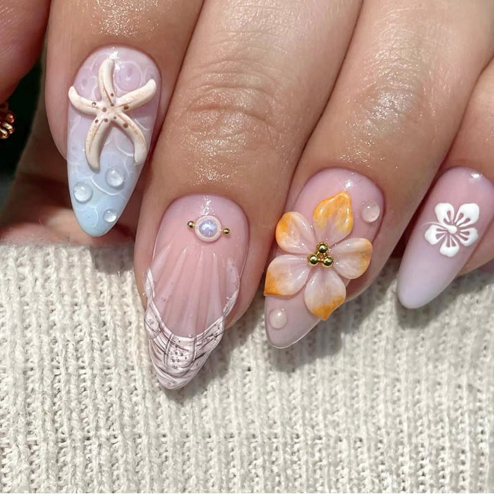 Artistic 3D Floral Press-On Nail Set Kalsten