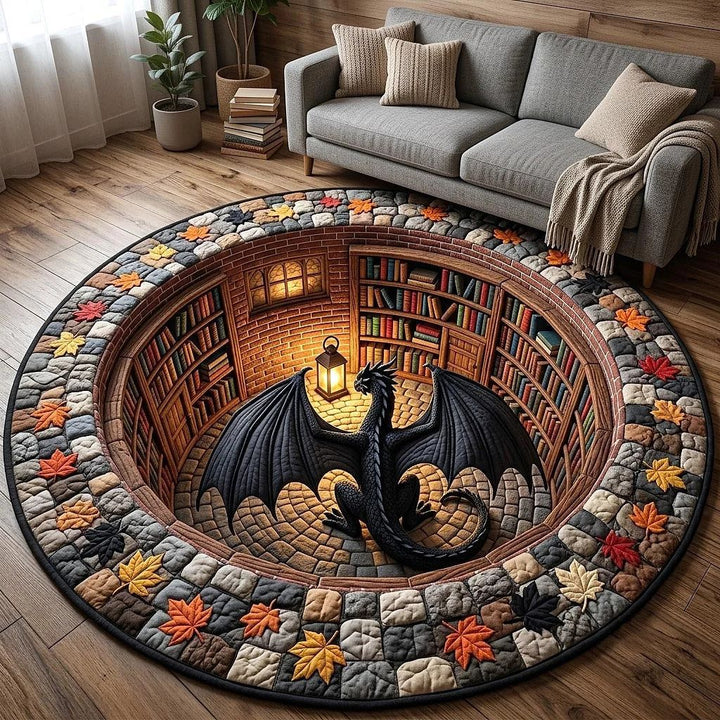 3D Dragon Theme Projection Round Carpet
