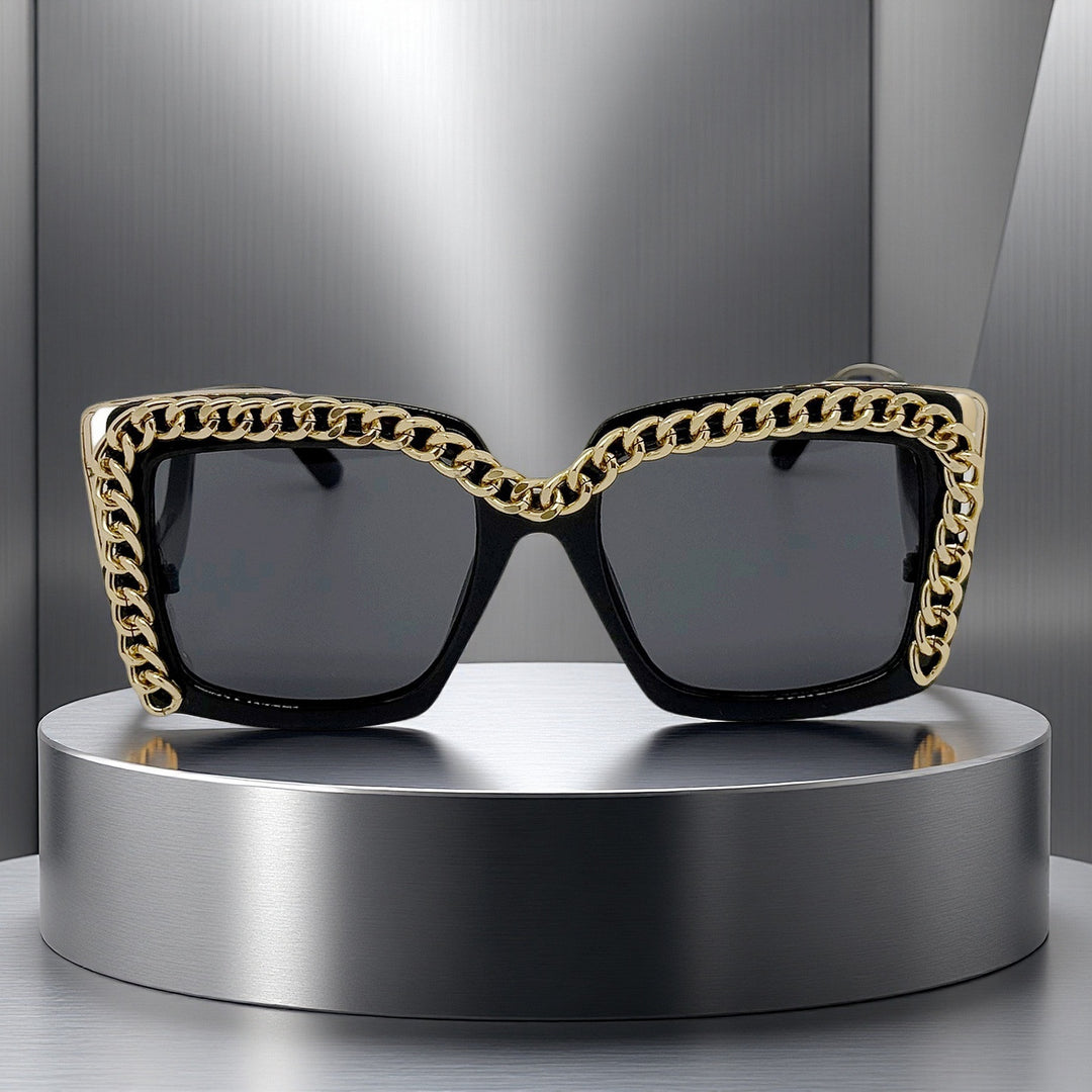 Women's fashionable oversized sunglasses with chain frame Kalsten