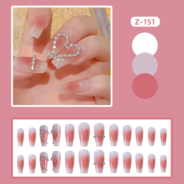 Heart-Embellished Press-On Nail Art Set Kalsten