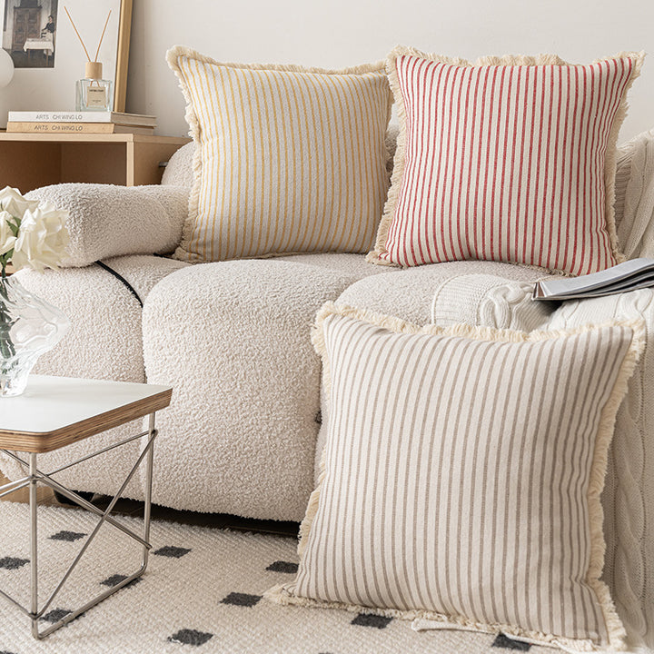 Striped Fringe Decorative Pillow