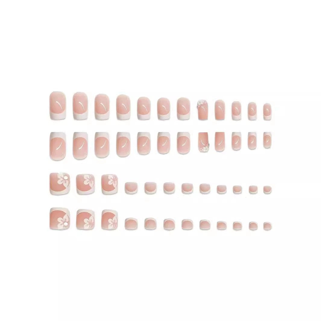 Elegant French Tip Press-On Nail Art Set Kalsten