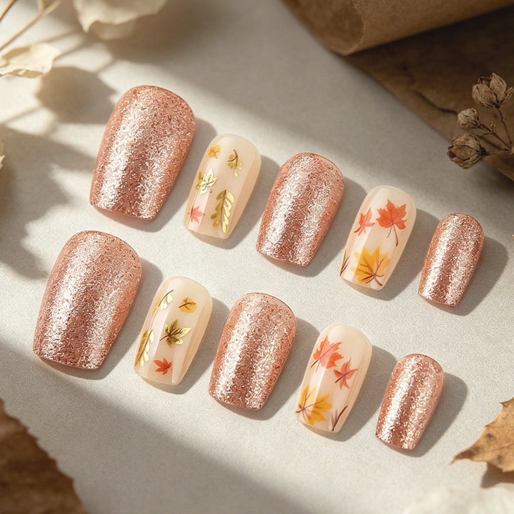 Artistic Autumn-Themed Press-On Nails Kalsten