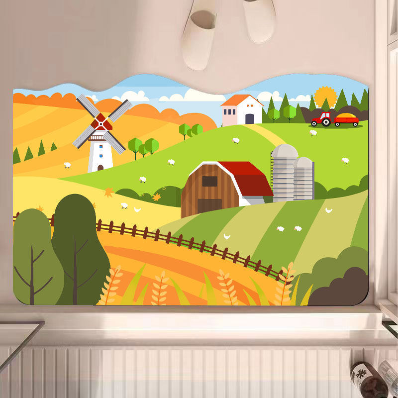 Vintage Farm-Themed Plush Area Rug