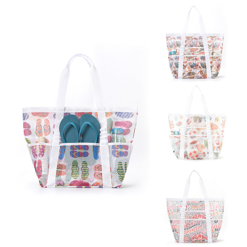 Mesh Beach Bag with Colorful Design Kalsten