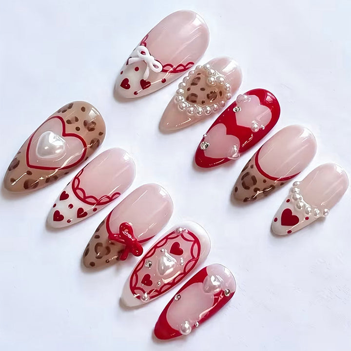 Romantic Heart-Shaped Press-On Nail Art Set Kalsten