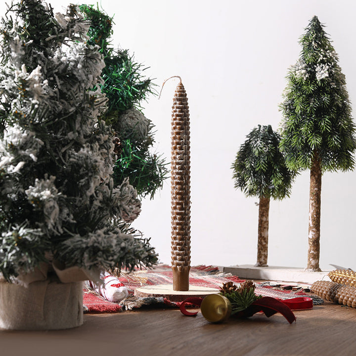 Textured Pinecone-Scale Sculptural Taper Candle