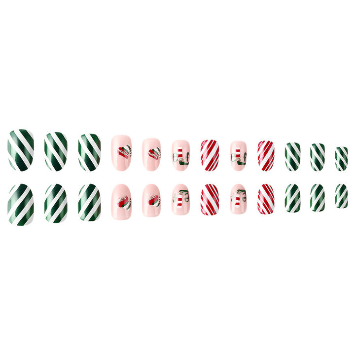 Festive Christmas-Themed Press-On Nail Art Kalsten