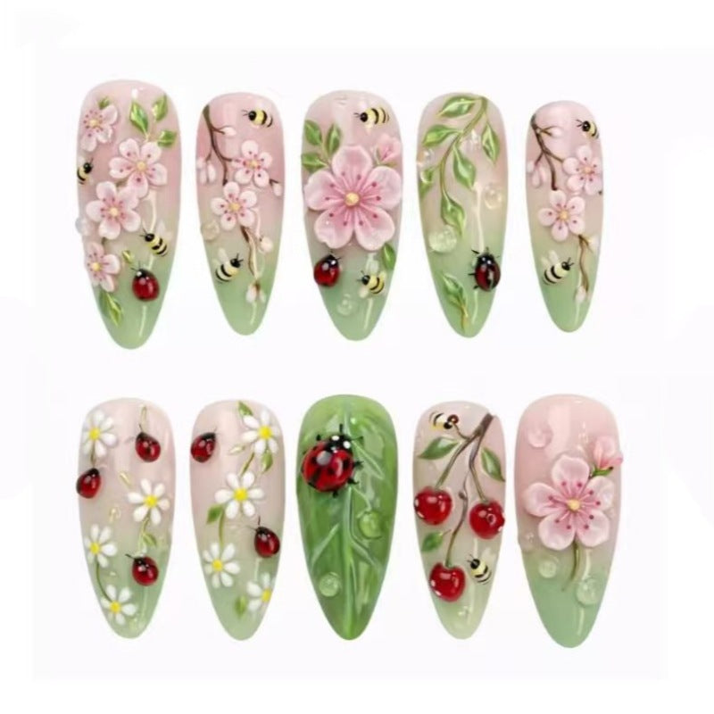 Nature-Themed Artistic Press-On Nail Set Kalsten