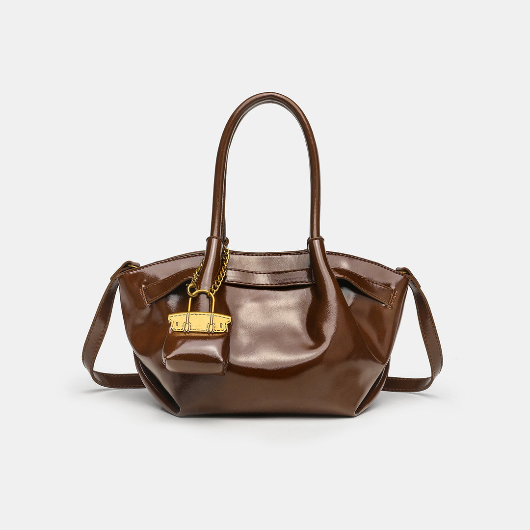 Chic Structured Handheld Satchel with Lock Detail