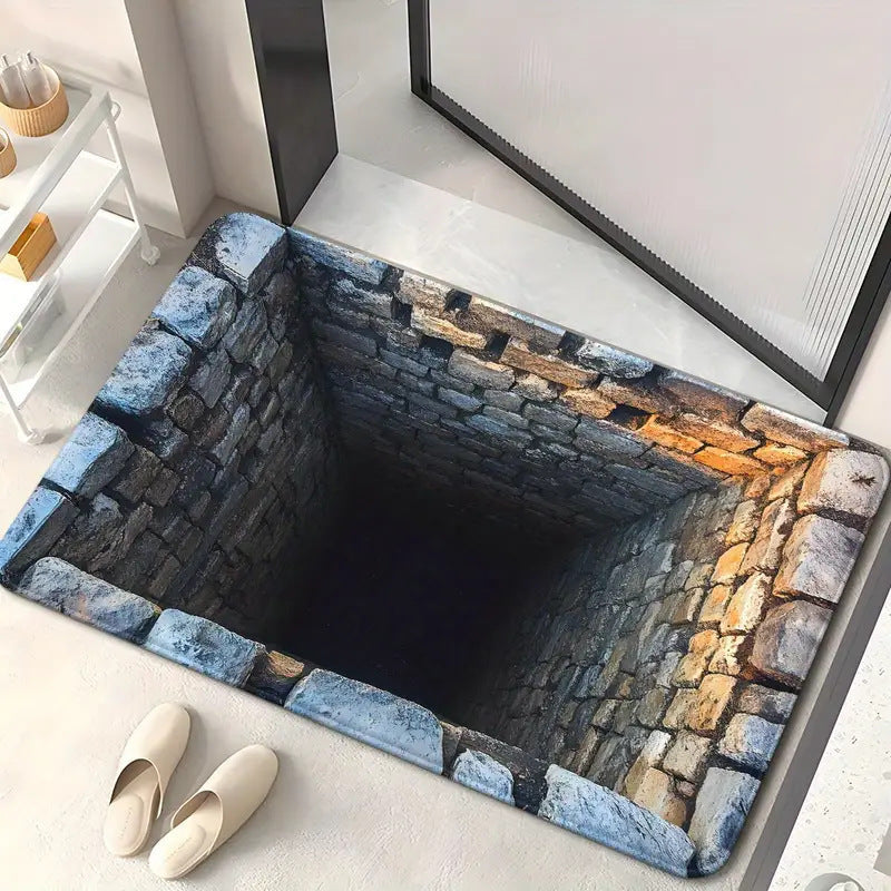 3D Brick Pattern Optical Illusion Bath Mat Kalsten