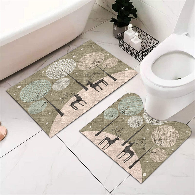 Festive Holiday-Themed Bathroom Mat Set