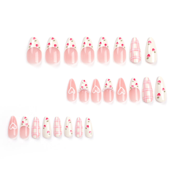 Artistic Heart and Floral Press-On Nail Extensions Kalsten