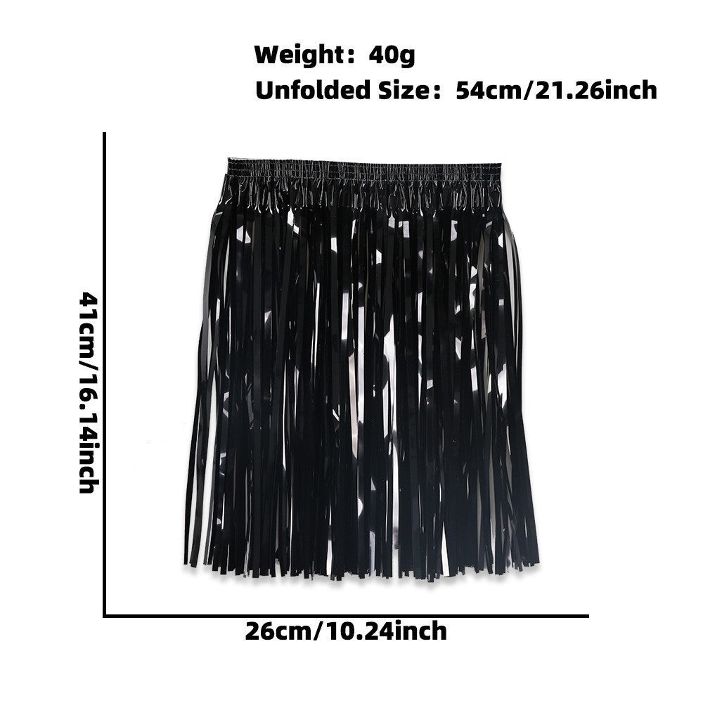 Women's nan metallic foil fringe hula skirt with elastic waistband party costume Kalsten