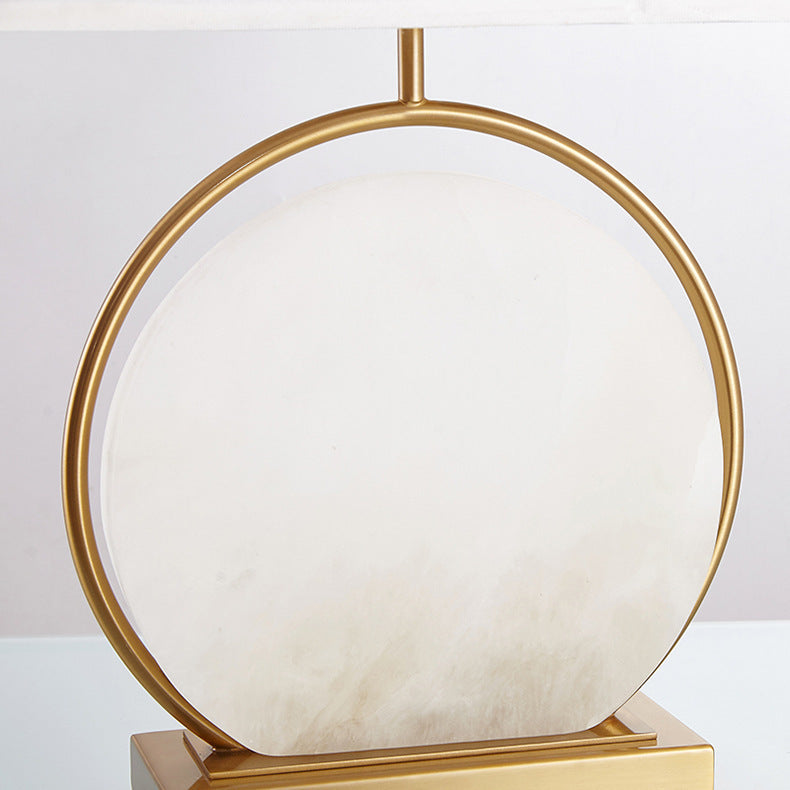 Modern Table Lamp with Circular Base and Fabric Shade