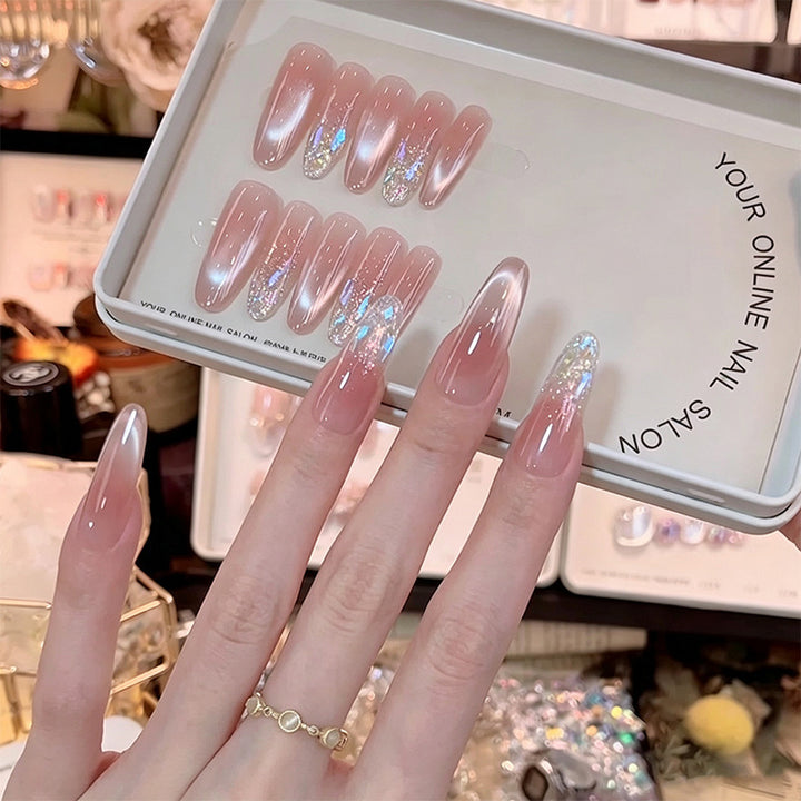 Acrylic nail set with elegant glitter accents Kalsten