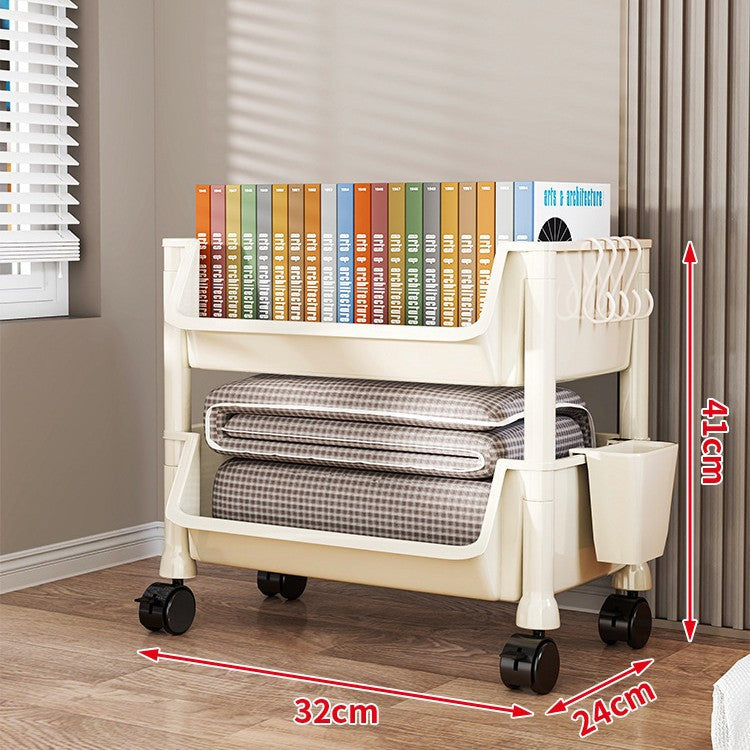 Compact Two-Tier Rolling Storage Cart with Removable Bins and Swivel Casters