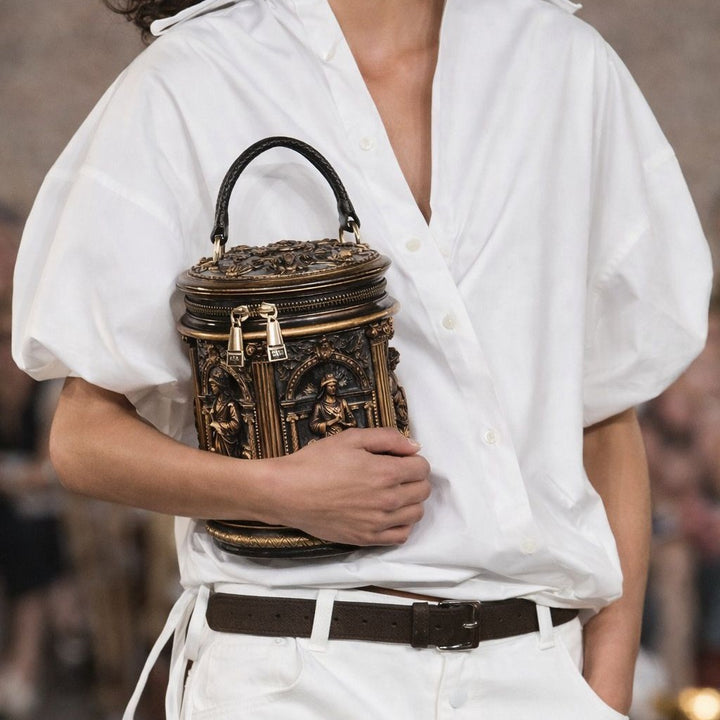 Sculptural Handle Bucket Bag