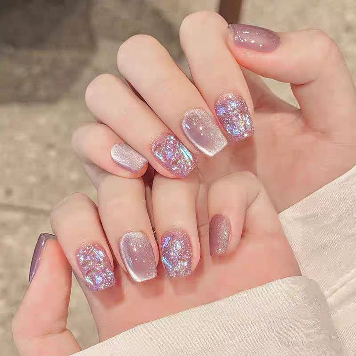 Artificial nails with elegant ombre effect and glitter coating Kalsten